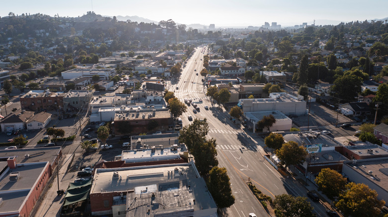Aerial view of Eagle Rock neighborhood in Los Angeles