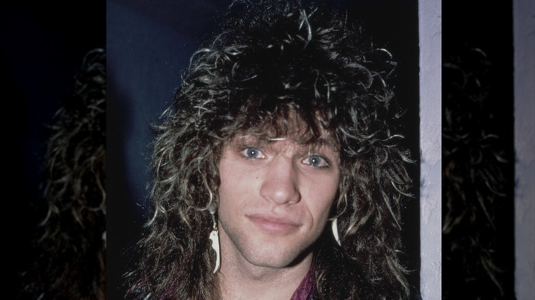 1980s rocker Jon Bon Jovi with long curly hair