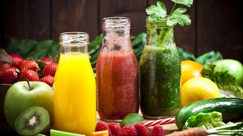 Bottles of detox juices