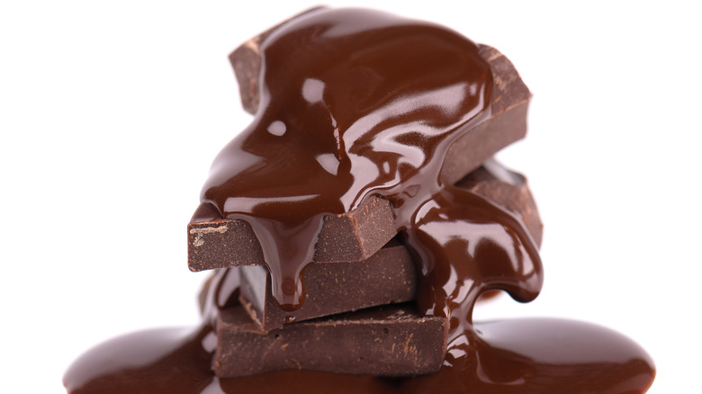 melted chocolate and chocolate pieces