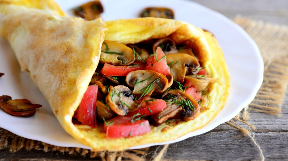 omelet with mushroom and pepper filling