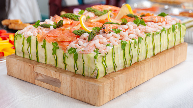 Swedish smörgåstårta with shrimp