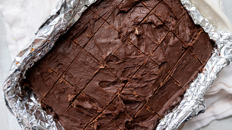 fudge in foil-lined pan