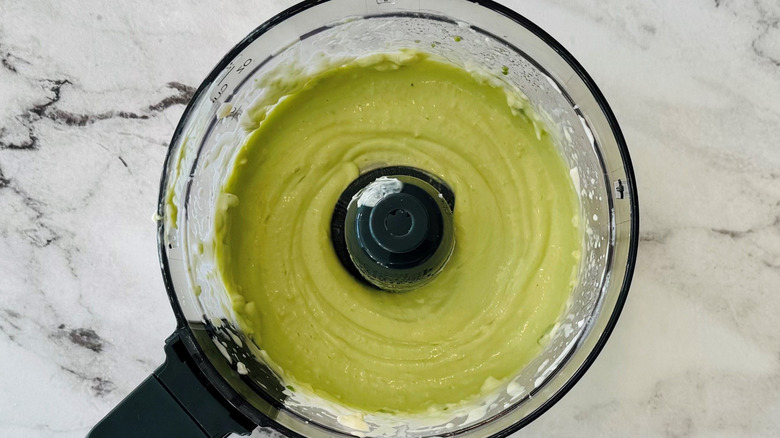 Avocado lime dip in food processor