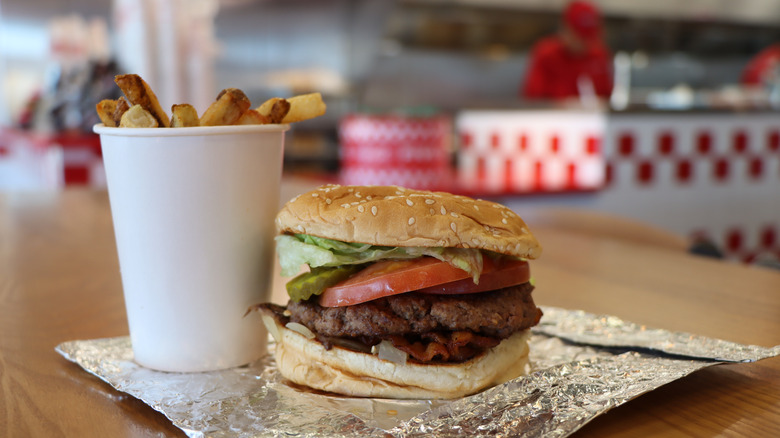 Five Guys fries with burger
