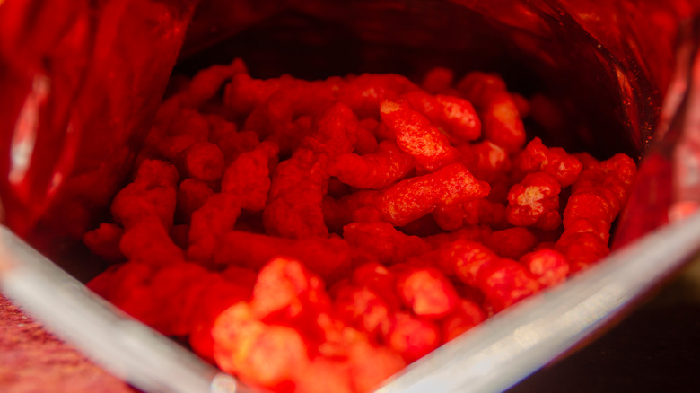 Flamin' Hot Cheetos opened bag  