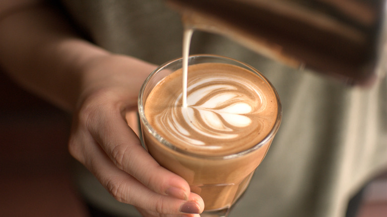 Making a latte in a glass