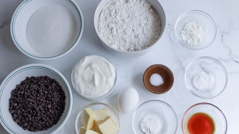 ingredients for chocolate chip muffins