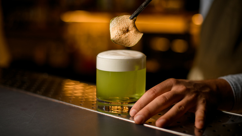 apple cocktail with foam