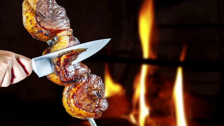 A steak being sliced