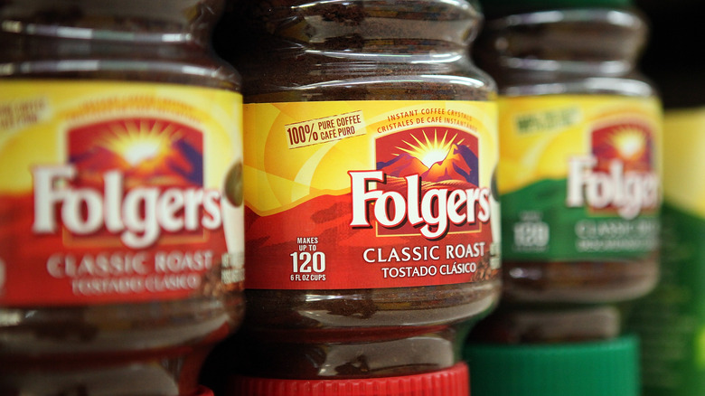 Jars of Folgers coffee