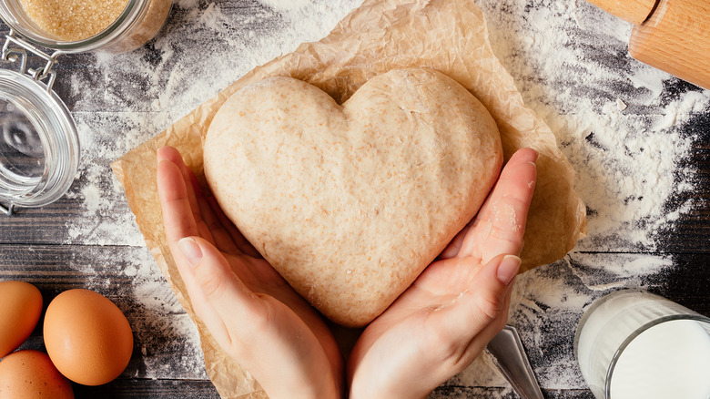 heart-shaped bread dough