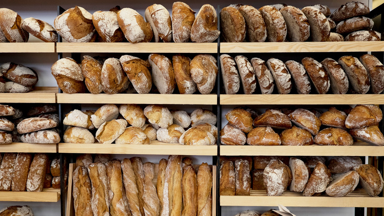Artisan breads at a bakery