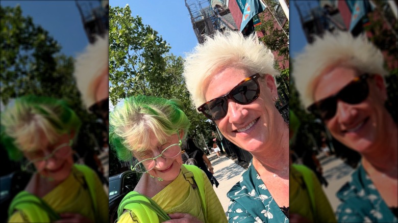 chef anne burrell with woman dressed in all green