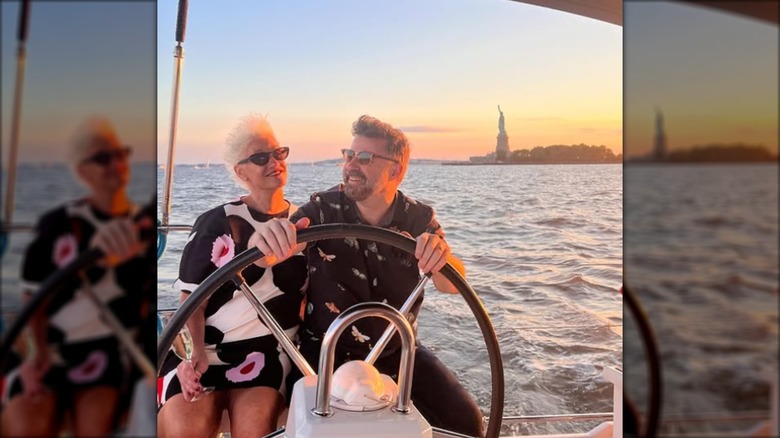 anne burrell and husband stuart claxton on boat