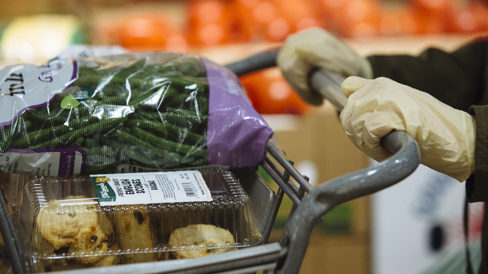 Grocery cart with fresh food