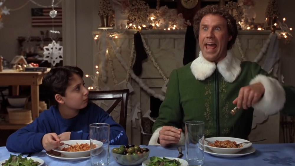 Will Ferrell Elf spaghetti with syrup dinner scene