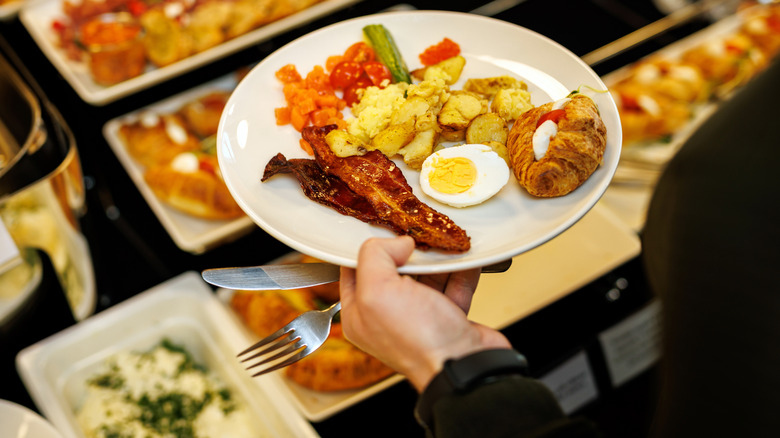 A person at a breakfast buffet