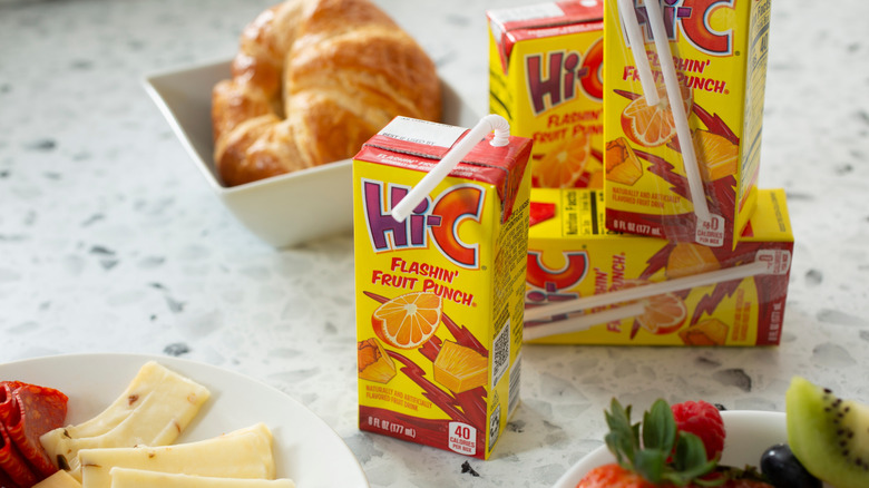 Hi-C cartons of drinks with breakfast foods