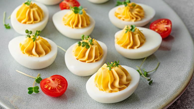 Platter of deviled eggs