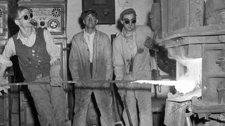 A group of steelworkers