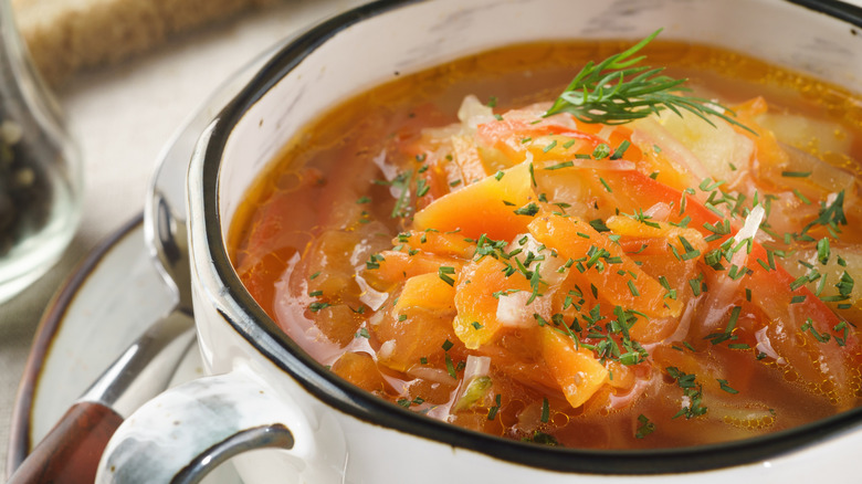 A bowl of cabbage soup