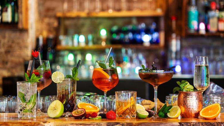 cocktails on bar top