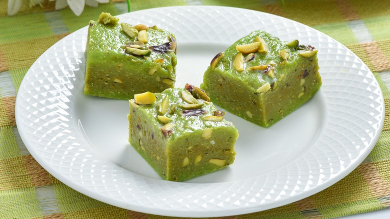 Plate of pistachio halva