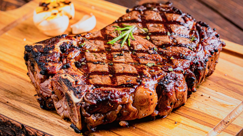 Steak on a chopping board