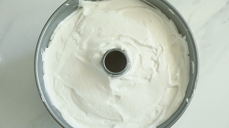 angel food cake batter in pan 