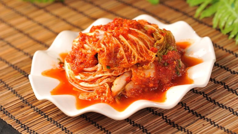 kimchi in white dish