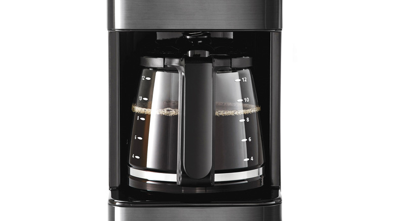 Coffee in the carafe of a drip coffee maker