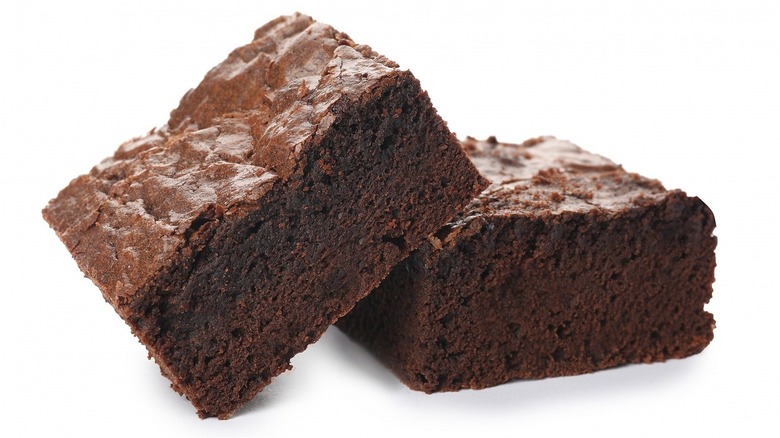 Close-up of two brownies