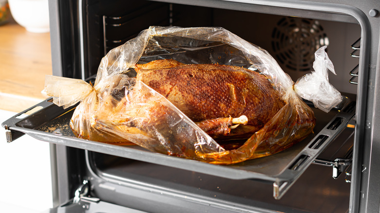 chicken in plastic oven bag