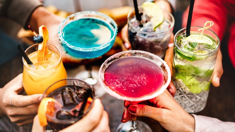 a variety of colorful cocktails