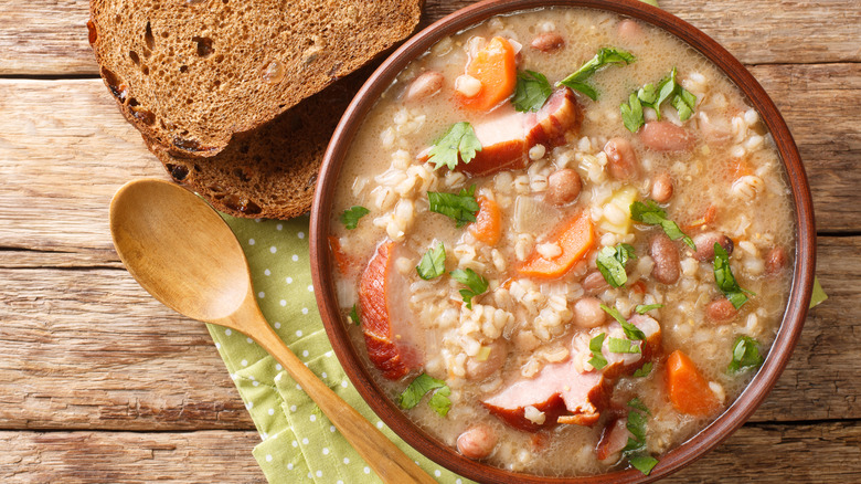 hearty bean soup with bread