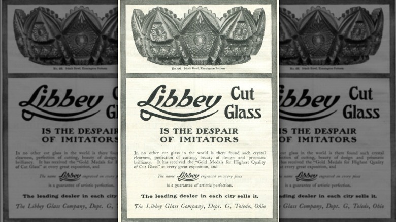 Historic Libbey glass advertisement: "Libbey cut glass is the despair of imitators"