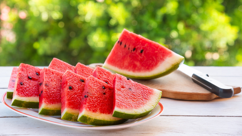 Sliced watermelon on a plate