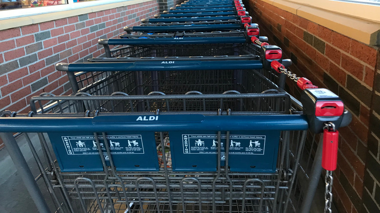 Aldi carts locked together