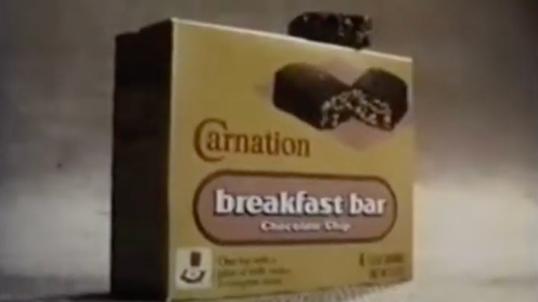 Box of Carnation Breakfast Bars staged in 1970s commercial