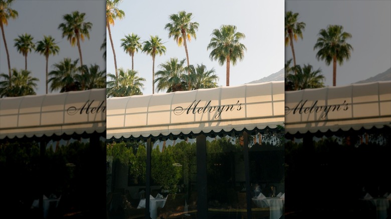 Outside view of the glass panels of Melvyn's dining area.