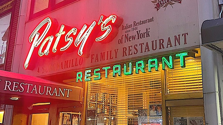 The front sign of Patsy's Italian Restaurant