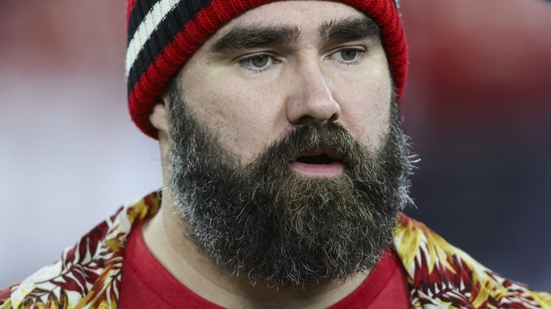 Jason Kelce wearing knit hat