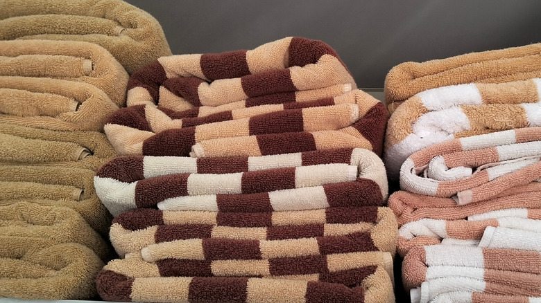 Rows of neatly folded towels