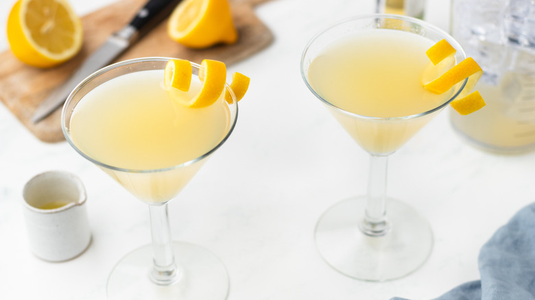 Two french blonde cocktails in martini glasses