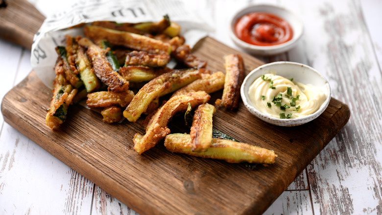 Rustic board of french fries
