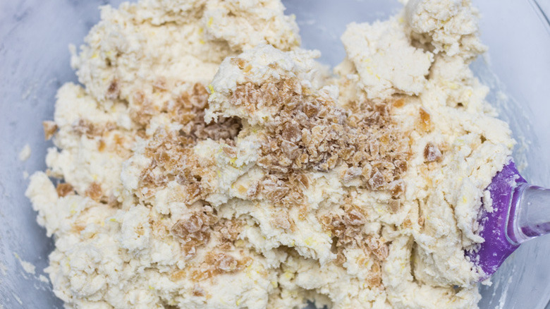 wet dough with candied ginger