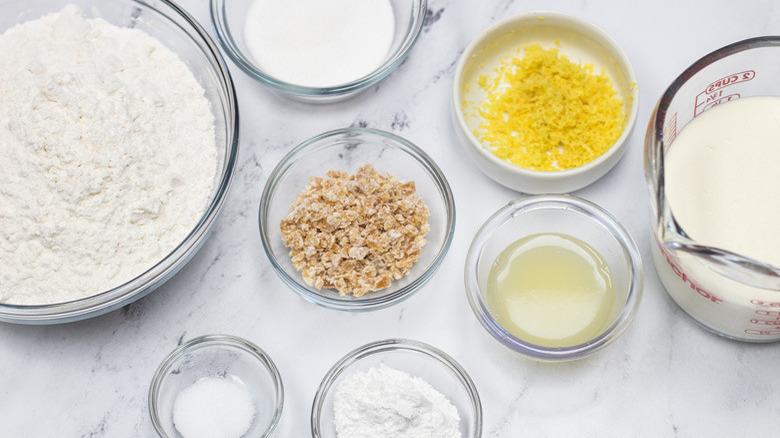 scone ingredients in bowls