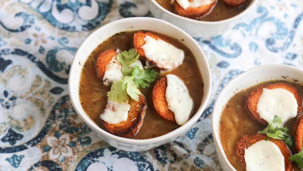 french onion soup in bowls