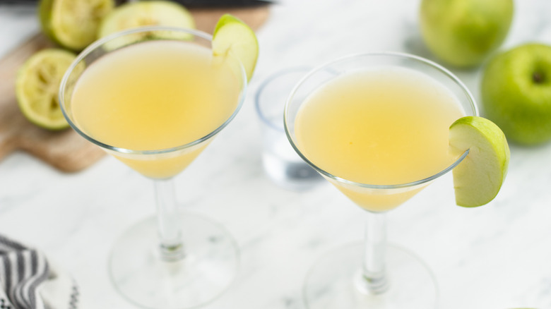 fresh apple martini in glass 